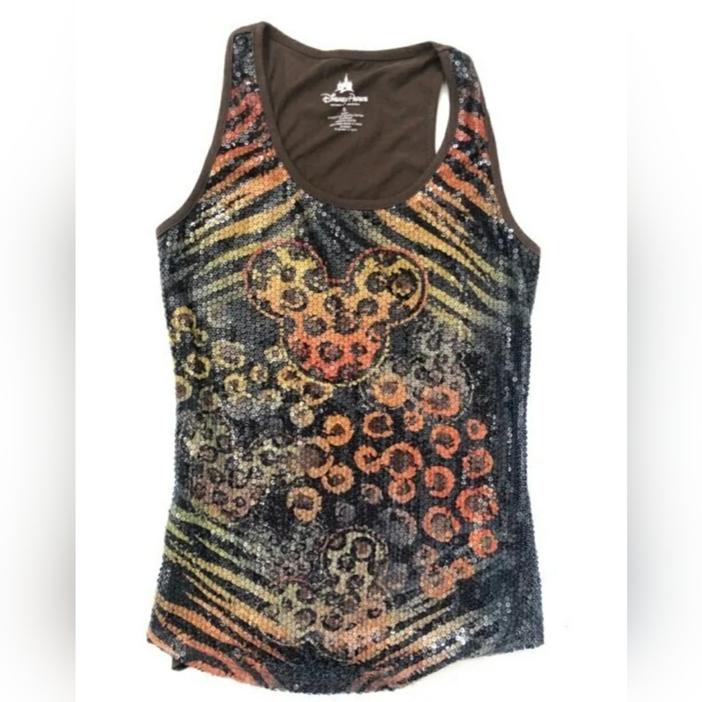Disney Parks Animal Kingdom Sequin leopard Top Size XL